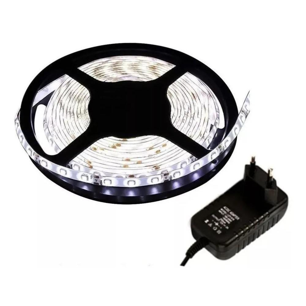 Kit Fita Super Led Branco Frio 5 Metros + Fonte 12V