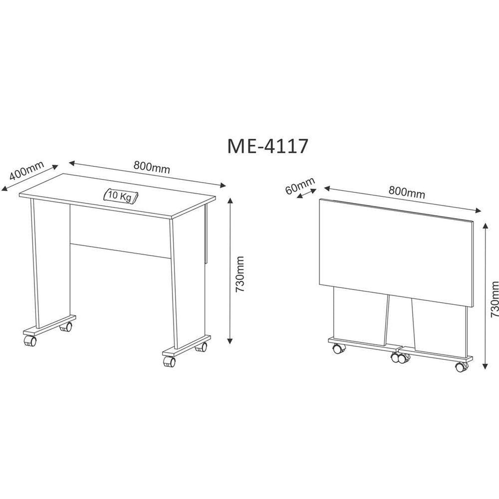 Mesa Notebook Dobrável Rodízios Branco