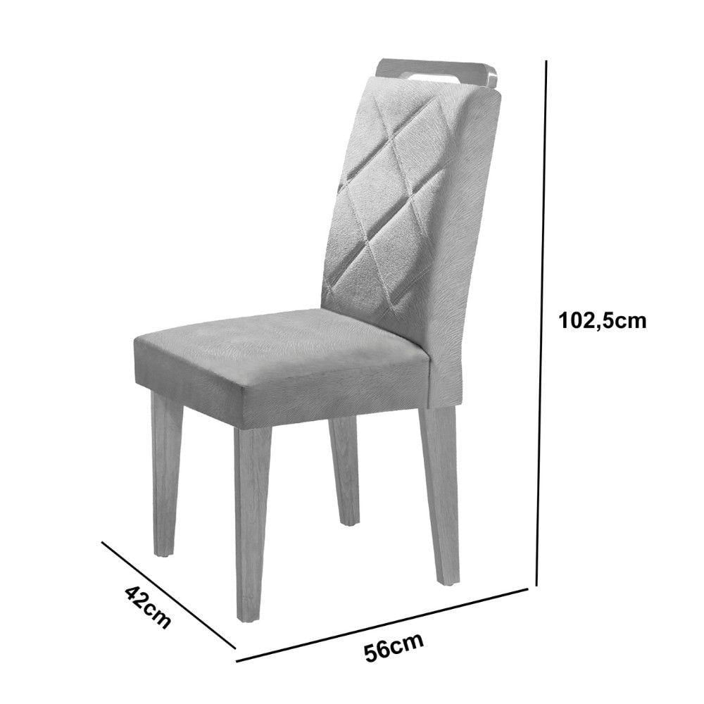 Mesa Olimpia 90 Mdf Com 4 Cadeiras Melissa Veludo Creme/naturalle/naturalle