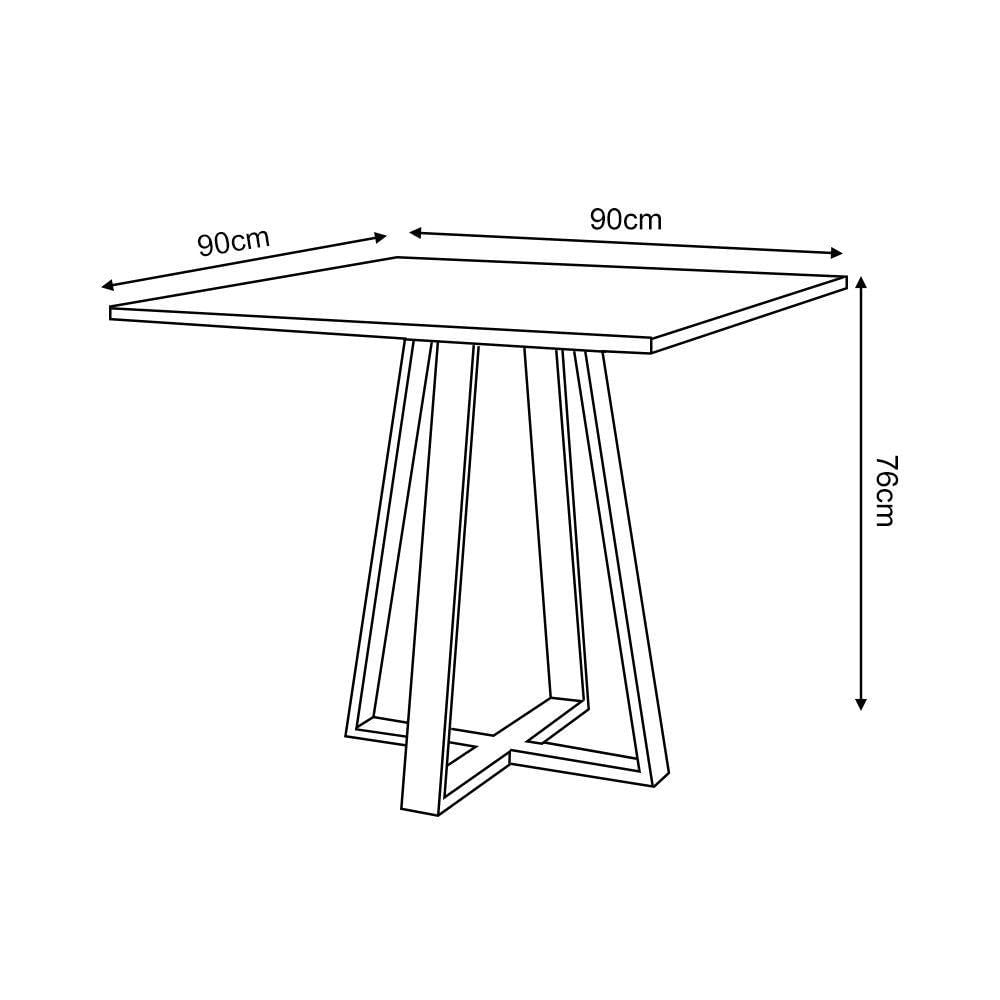 Conjunto De Jantar Mesa Mônaco 90cm Tampo Imbuia Com 4 Cadeiras Estofadas Marrom Preto