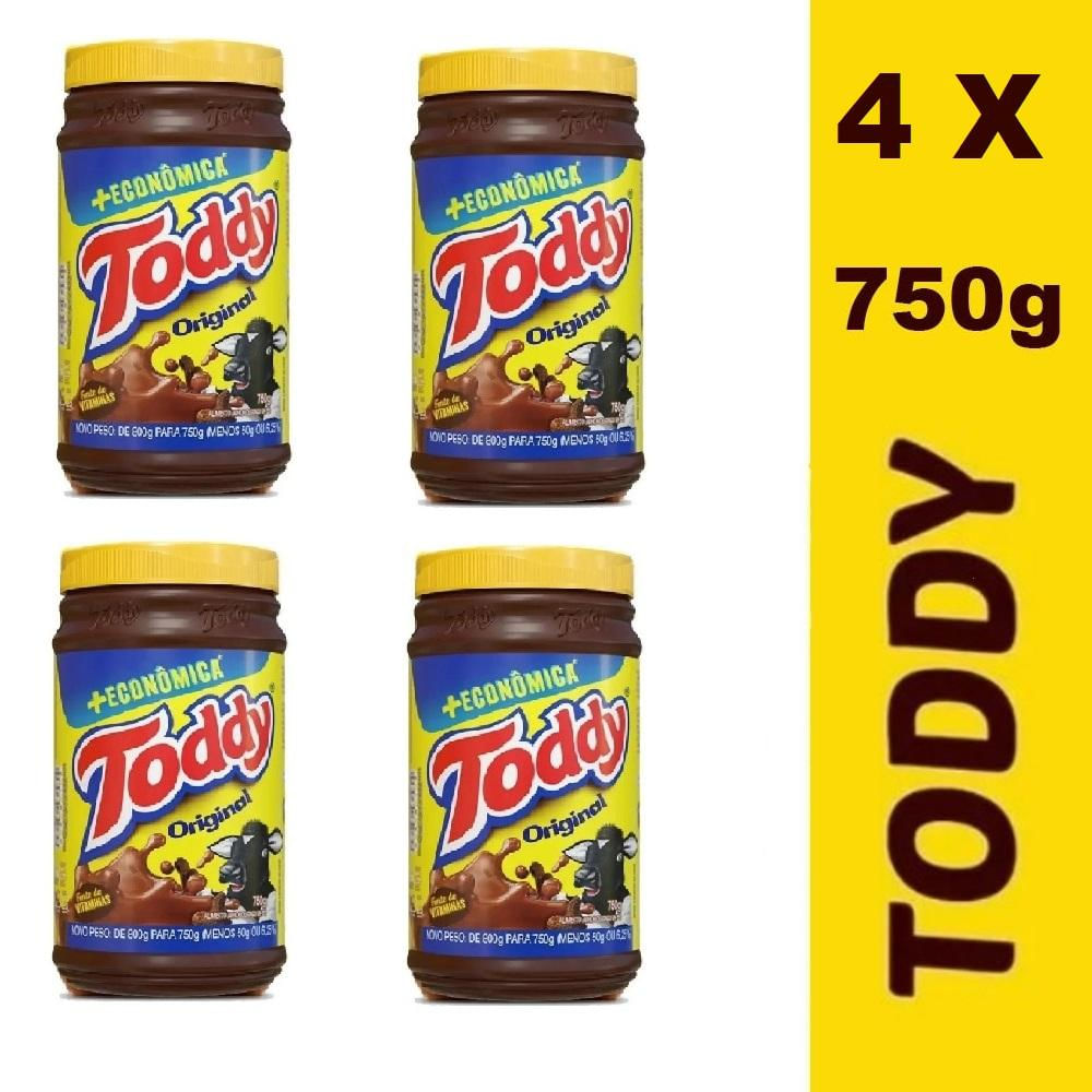 Kit 4 Toddy Original Achocolatado Pote Grande Econômico 750g