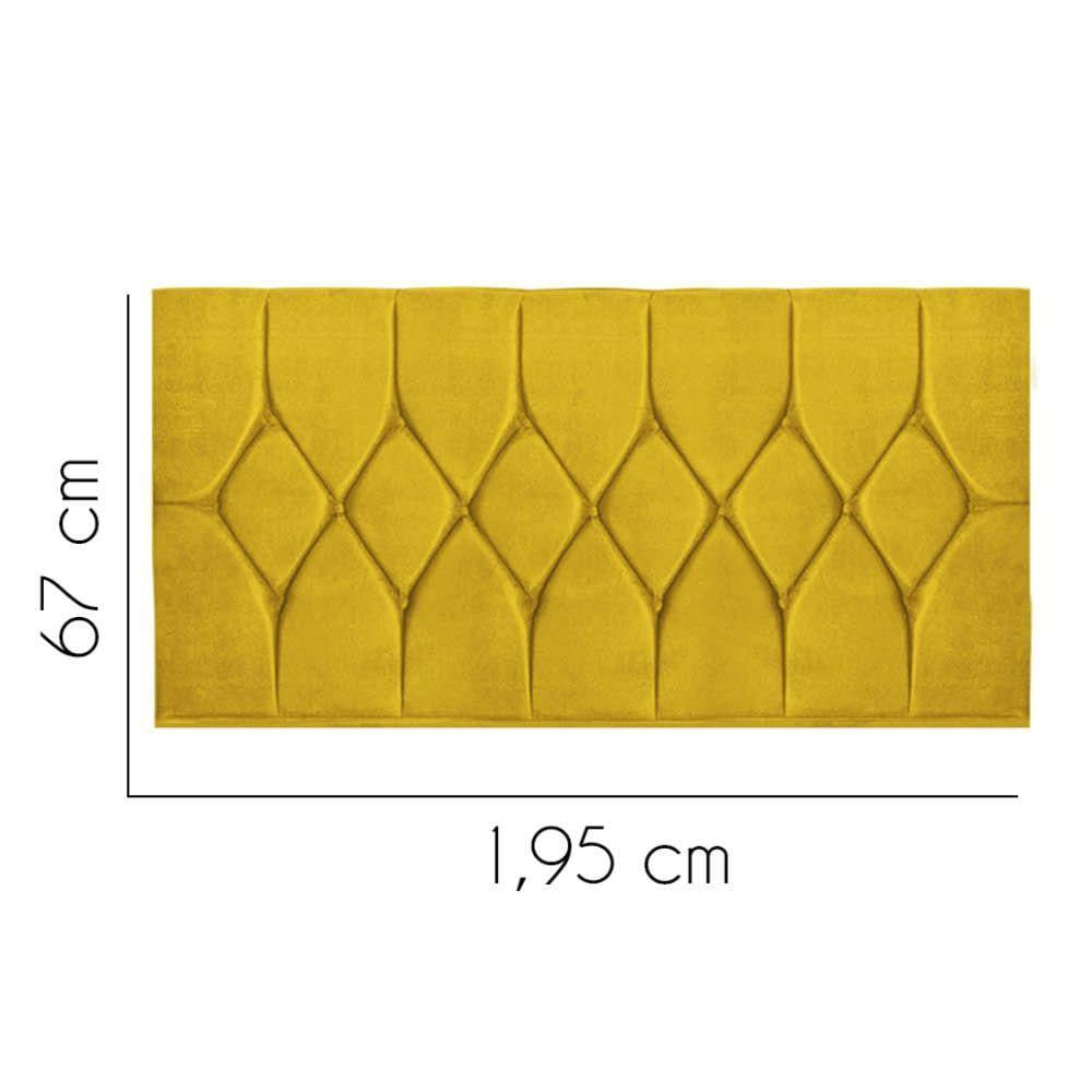 Painel Estofada Istambul Botão Capitonê 195cm King Size Para Cama Box Quarto Suede Amarelo - Gat Magazine