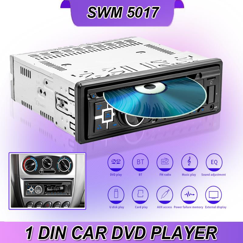 Reprodutor de DVD para Carro 1Din Bluetooth USB TF Card FM AM Autorádio preto