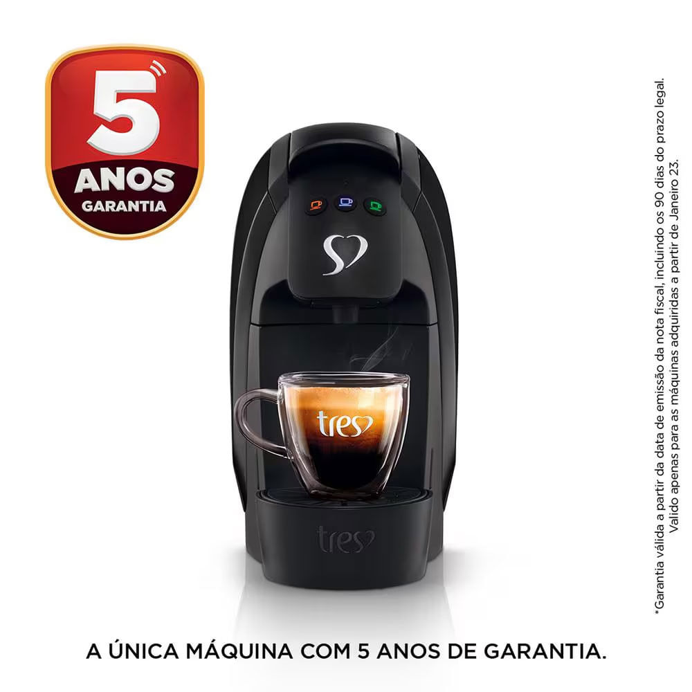Máquina de Café Espresso 3 Corações Luna Automática 600ml Preto / 220V