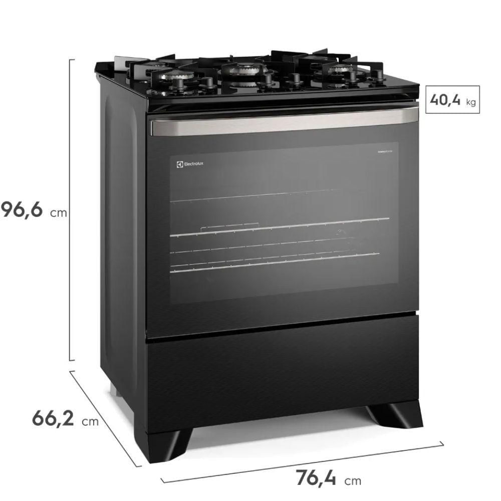 Fogão 5 Bocas Electrolux De Piso Experience Com Mesa Vidro Preto Bivolt