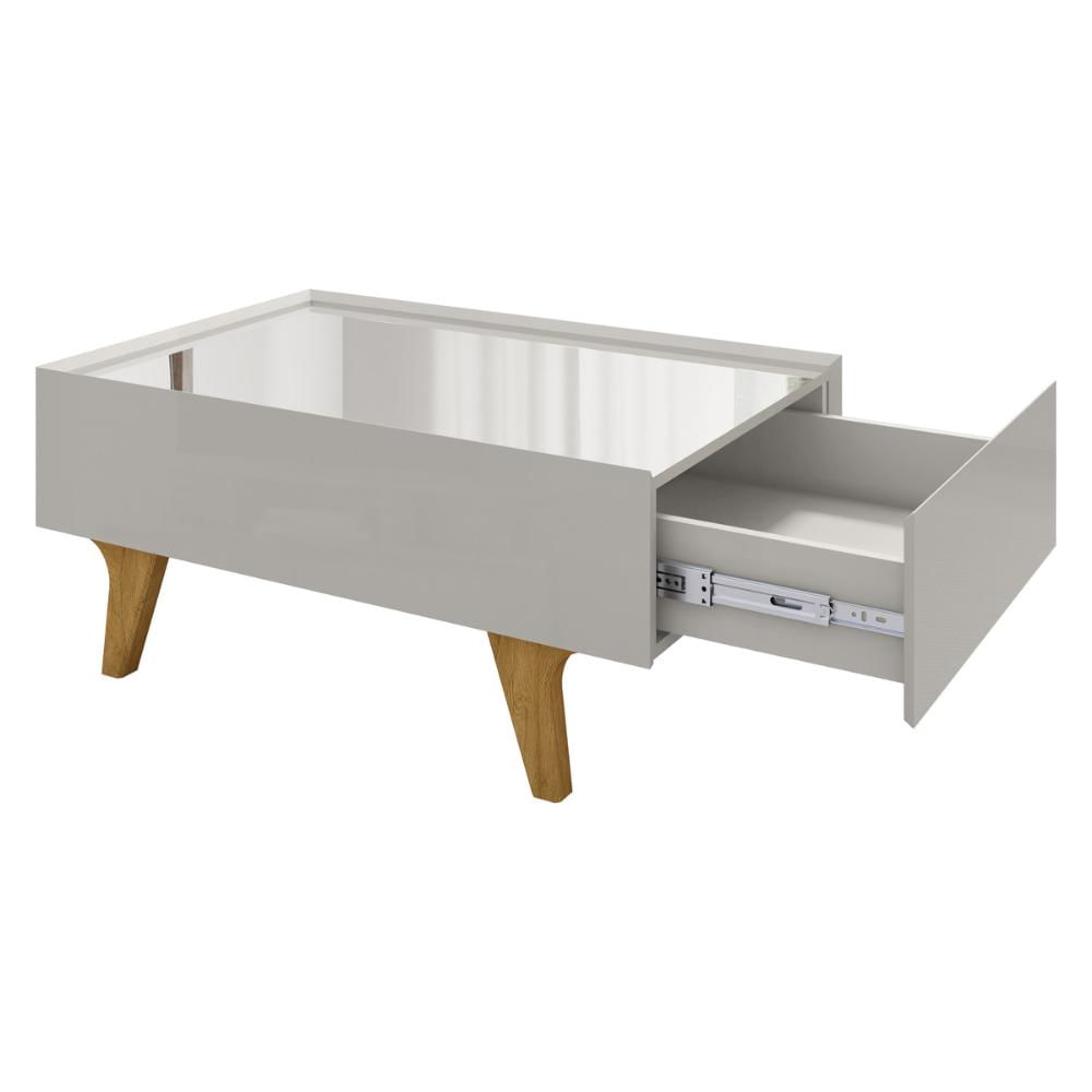 Mesa de Centro com Espelho 1 Gaveta e Pés 75cm Multimóveis CR45280 Off White