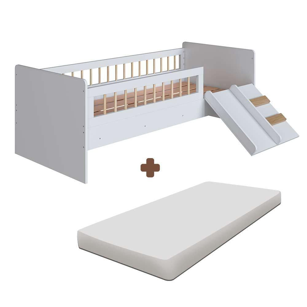 Cama Montessoriana Infantil Com Colchão Solteiro Branco