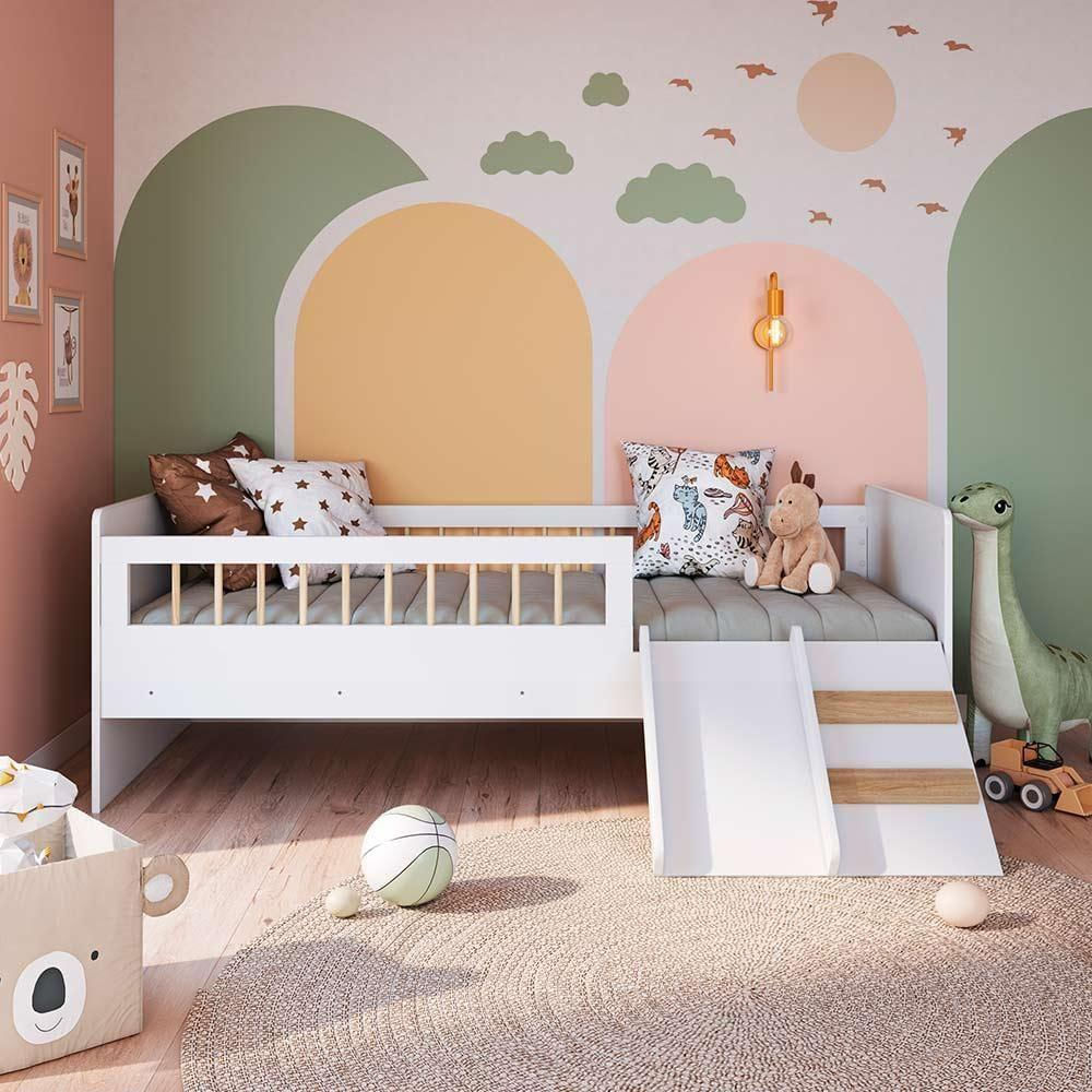 Cama Montessoriana Infantil Com Colchão Solteiro Branco