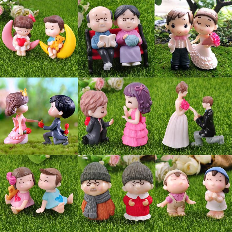 Estatuetas de Casal Miniaturas para Jardim de Fadas Acessórios de Decoração D