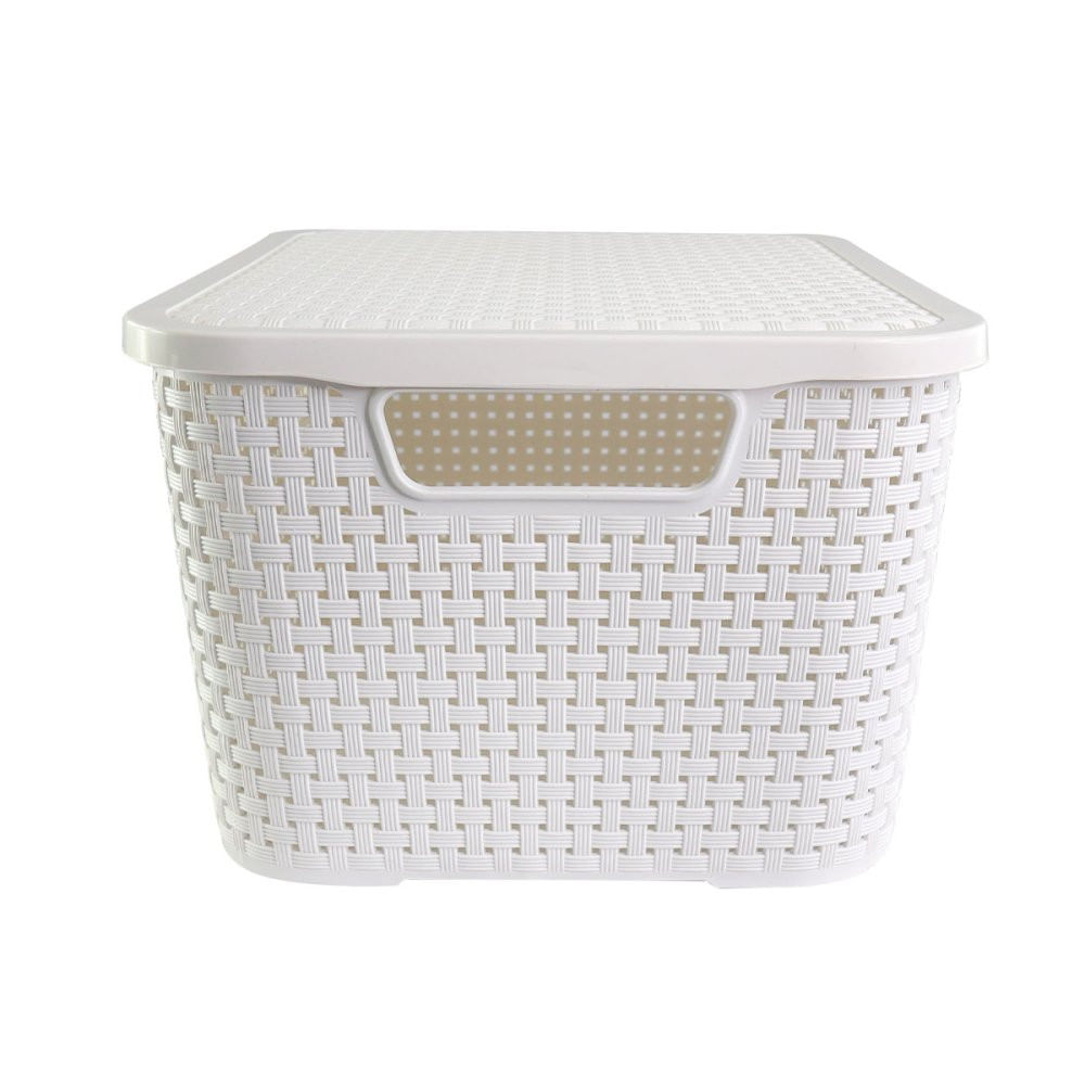 Caixa 07 Litros Branca Organizadora Alta Qualidade Rattan Perfeita para Organizar Brinquedo Roupas Documentos Brinquedos