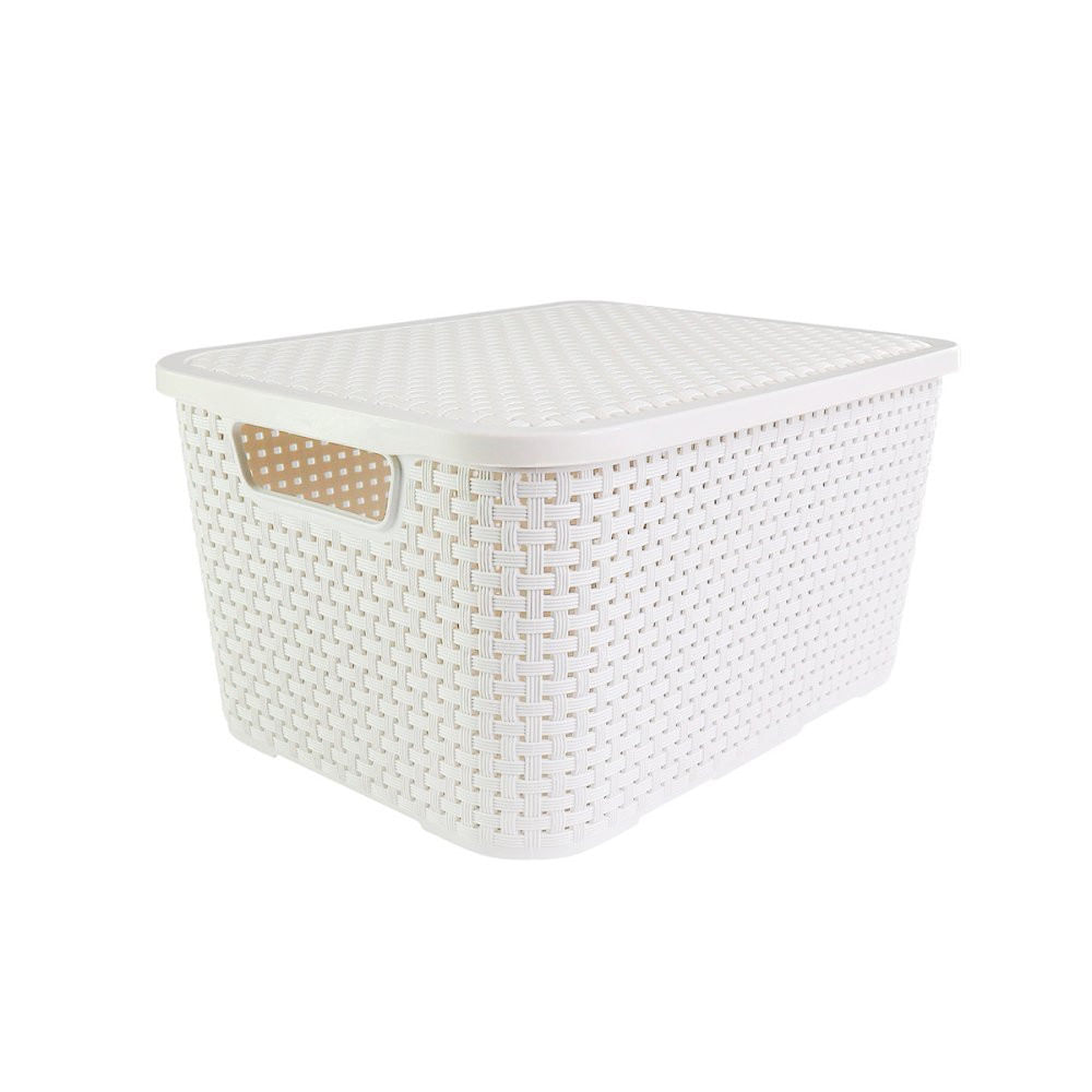 Caixa 07 Litros Branca Organizadora Alta Qualidade Rattan Perfeita para Organizar Brinquedo Roupas Documentos Brinquedos