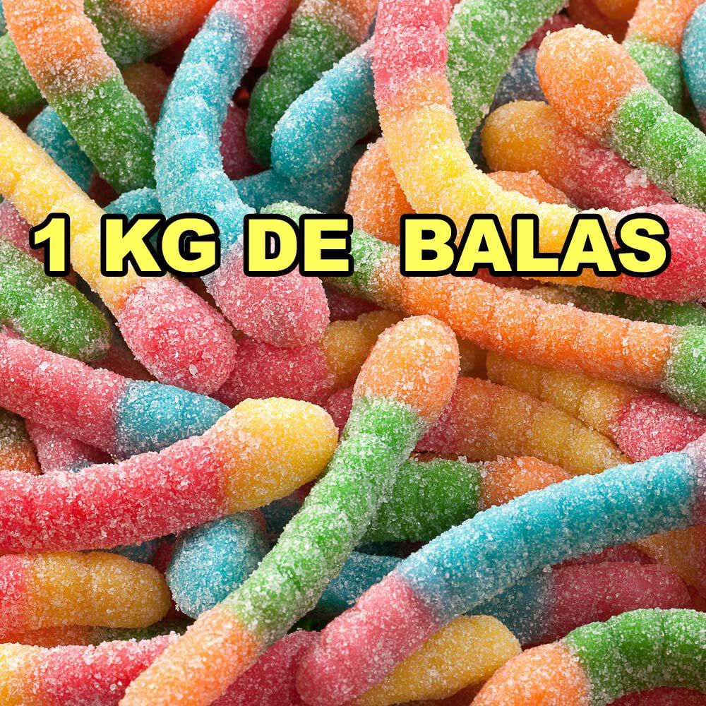 Balas Fini Minhocas Cítricas Gusanos Ácidos Pacotão 1KG