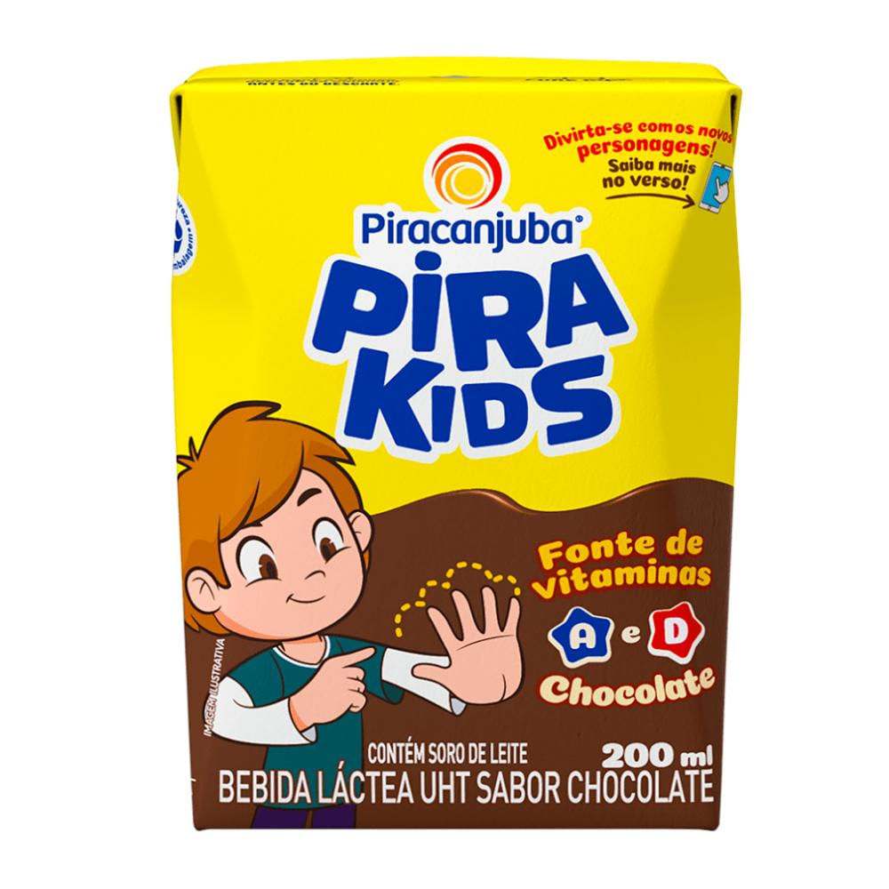 Caixa com 27 Bebida Láctea Uht Chocolate Pirakids de 200ml