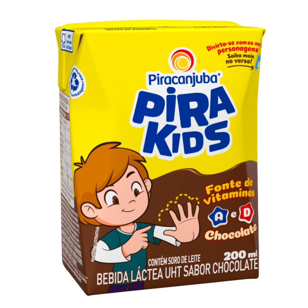 Caixa com 27 Bebida Láctea Uht Chocolate Pirakids de 200ml