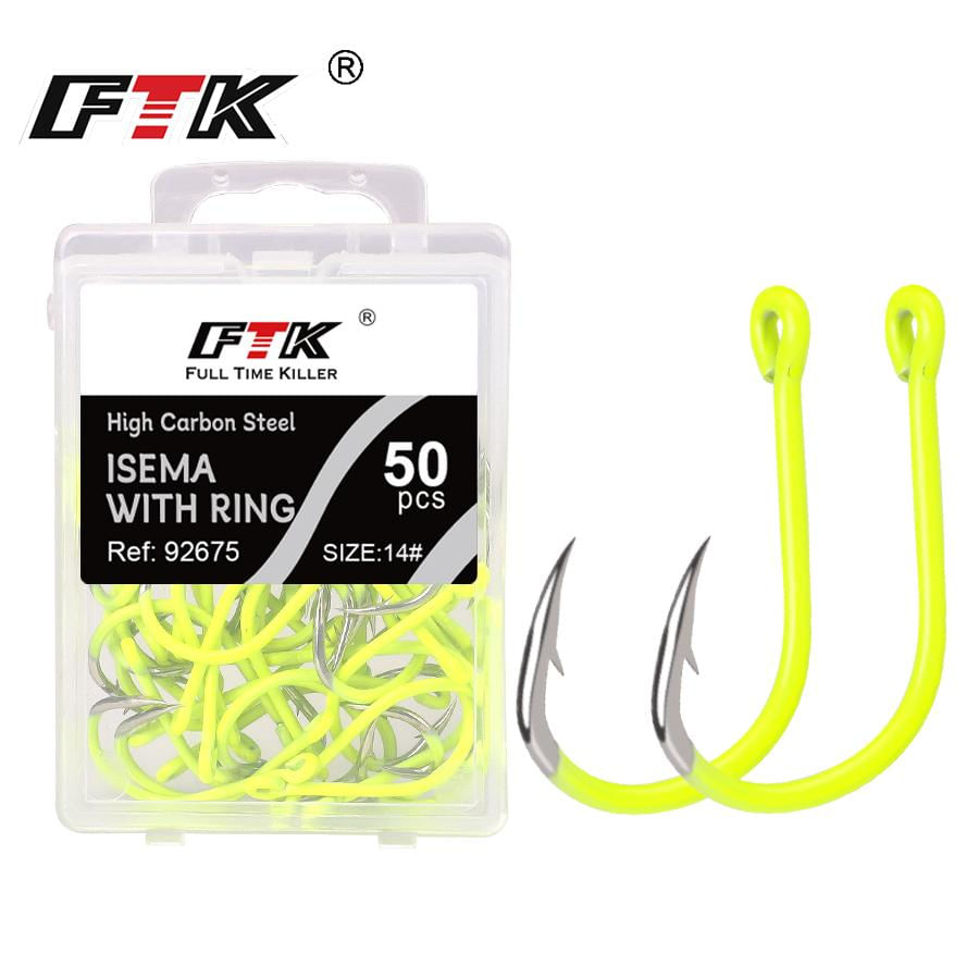 Anzóis Barbatana ISNI FTK 50pcs 10mm/22mm Aço Inoxidável para Pesca