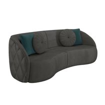 Sofá 4 Lugares Para Sala Living Olimpo 318 Cm M03 Veludo Cinza Escuro Lyam Decor