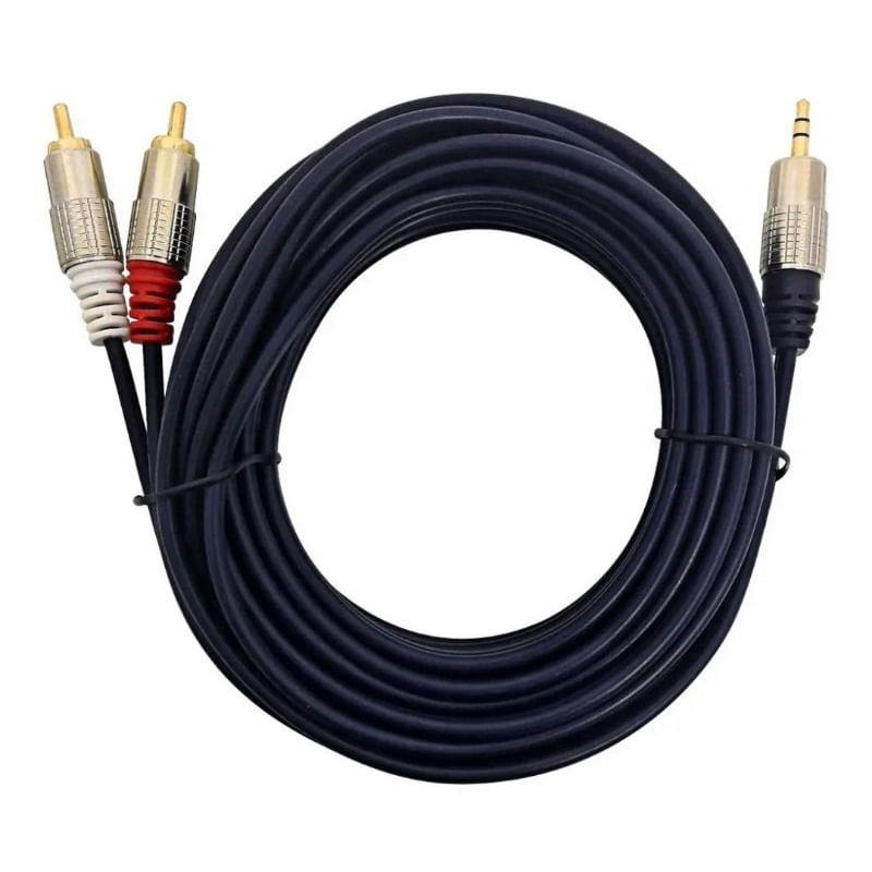 Kit 1 Cabo P2 Estéreo X 2 Rca 5mt+adaptador P3 Com 2 Jacks P2