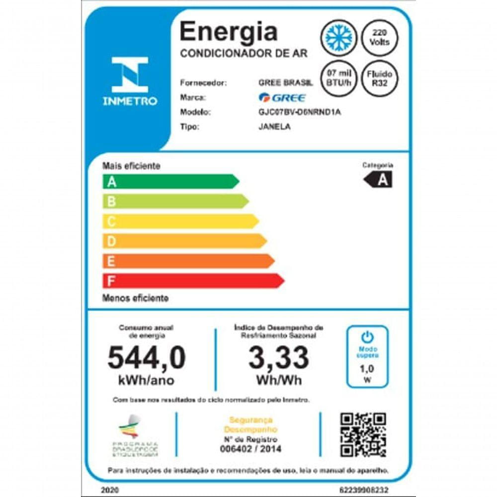 Ar Condicionado De Janela Gree 7.000 Btus Frio Eletrônico 220v R-32