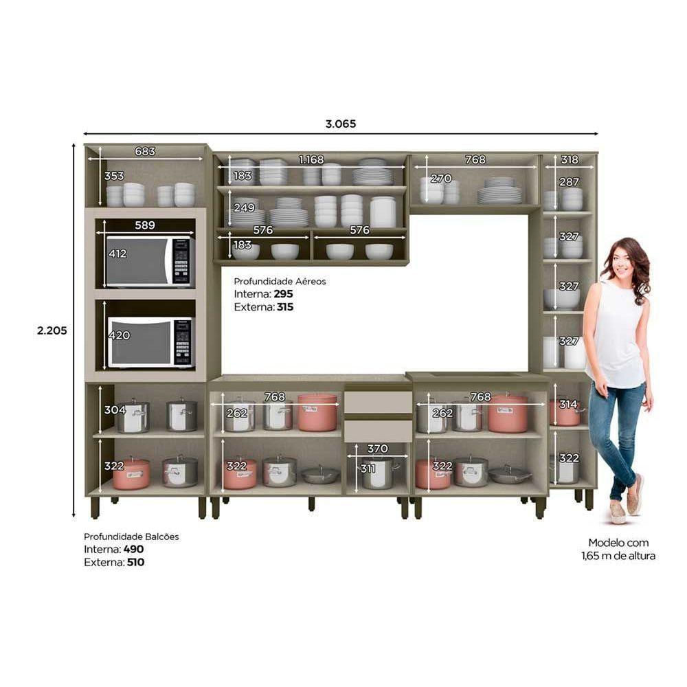 Cozinha Completa Connect ( Armários Balcões Paneleiros Complementos) Duna/cristalHenn