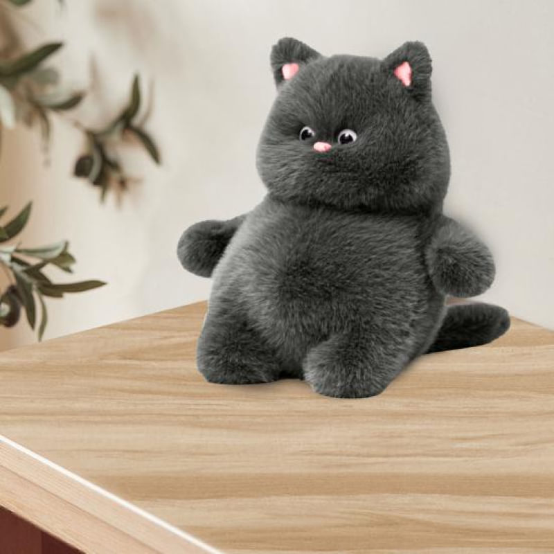 Boneco de Pelúcia Gato Yousheng - Adorável Decoração para Sofá e Cama preto