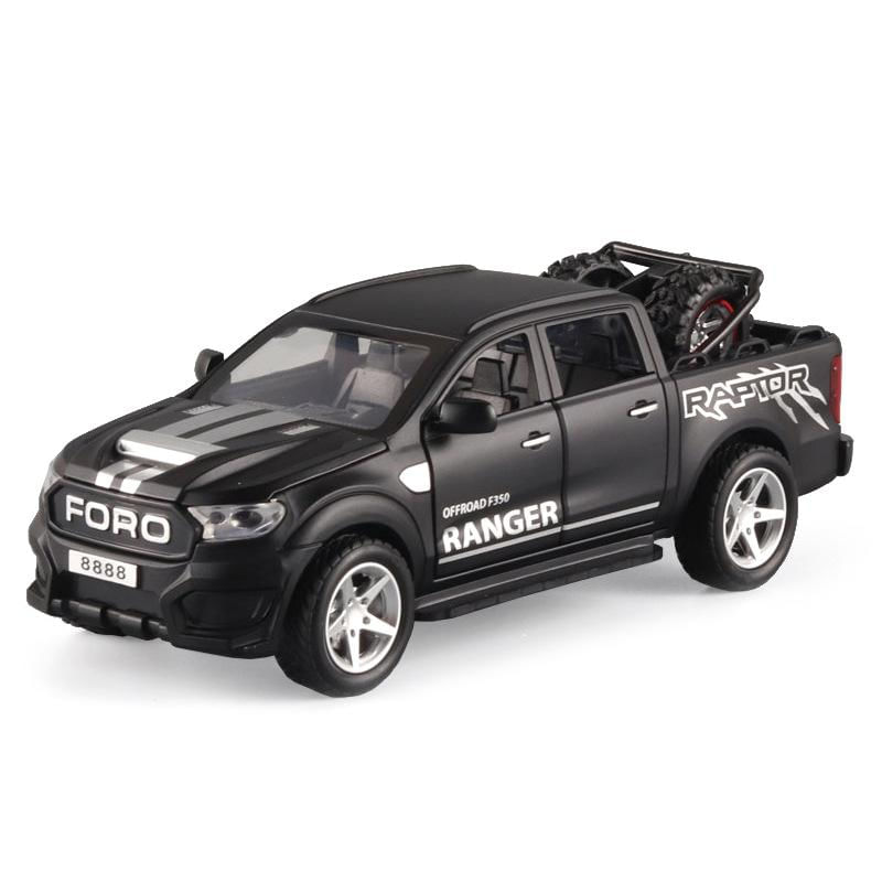 Modelo de Carro Ford Raptor F350 1/32 com Som e Luz para Crianças
