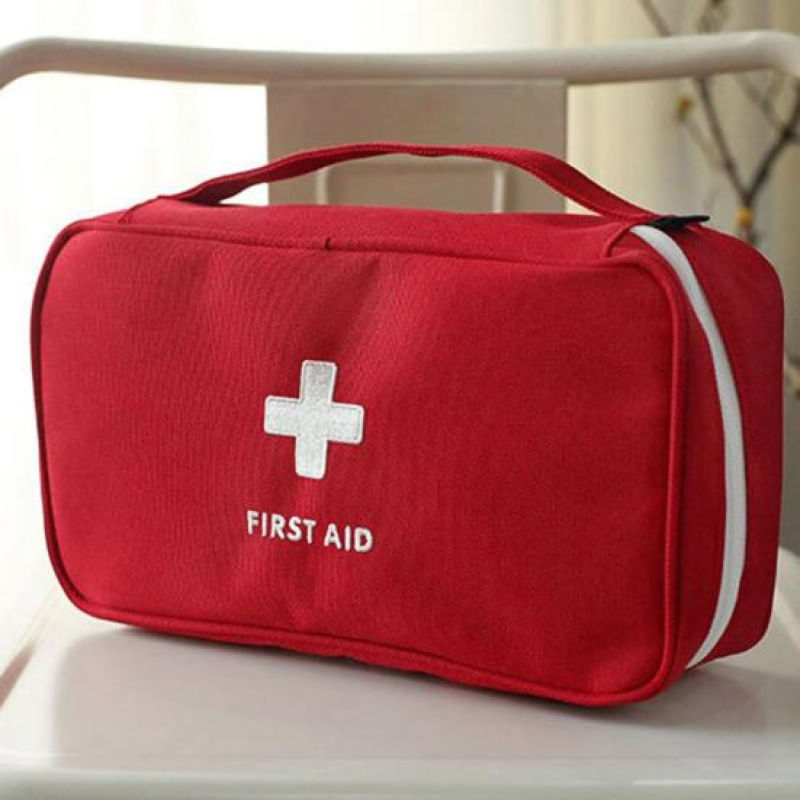 Bolsa Médica Portátil com Múltiplos Compartimentos para Viagens bege