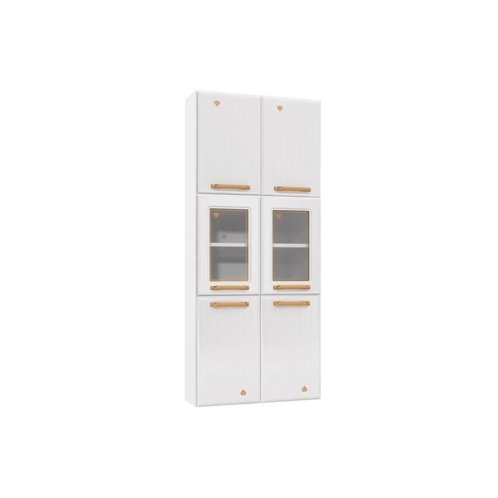 Cristaleira De Cozinha Paneleiro Diamante Aço C- 6 Portas (2 C- Vidro) 70cm Branco - Telasul