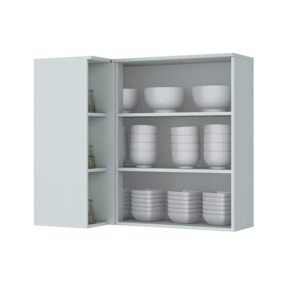 Armário Aéreo P/ Cozinha Canto Reto Americana 1 Porta 83cm Branco - Henn