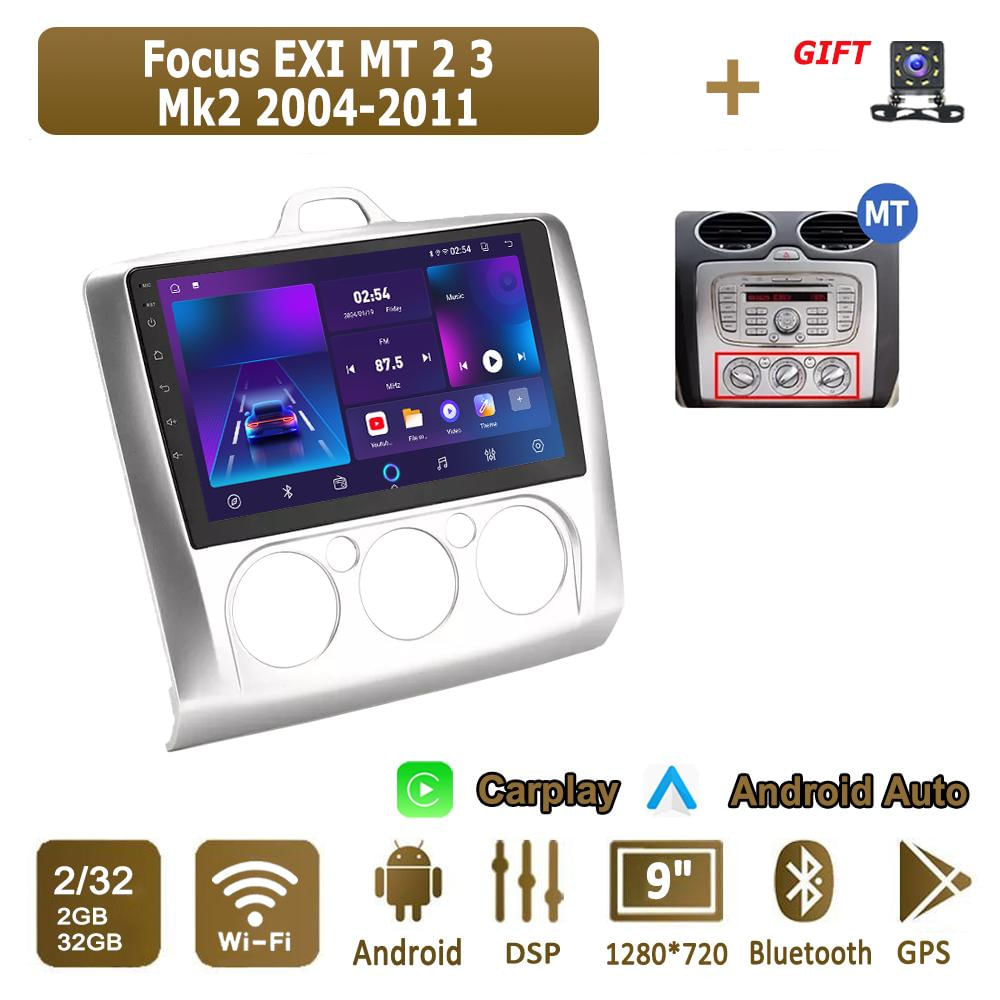 Rádio Automotivo Android Carplay para Ford Focus 2004-2011 1+16GB,MT / preto