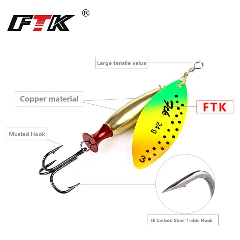 Isca de Pesca FTK 1PC Long Cast Tamanho 2-3 com Garatéias Pontos pretos coloridos-2