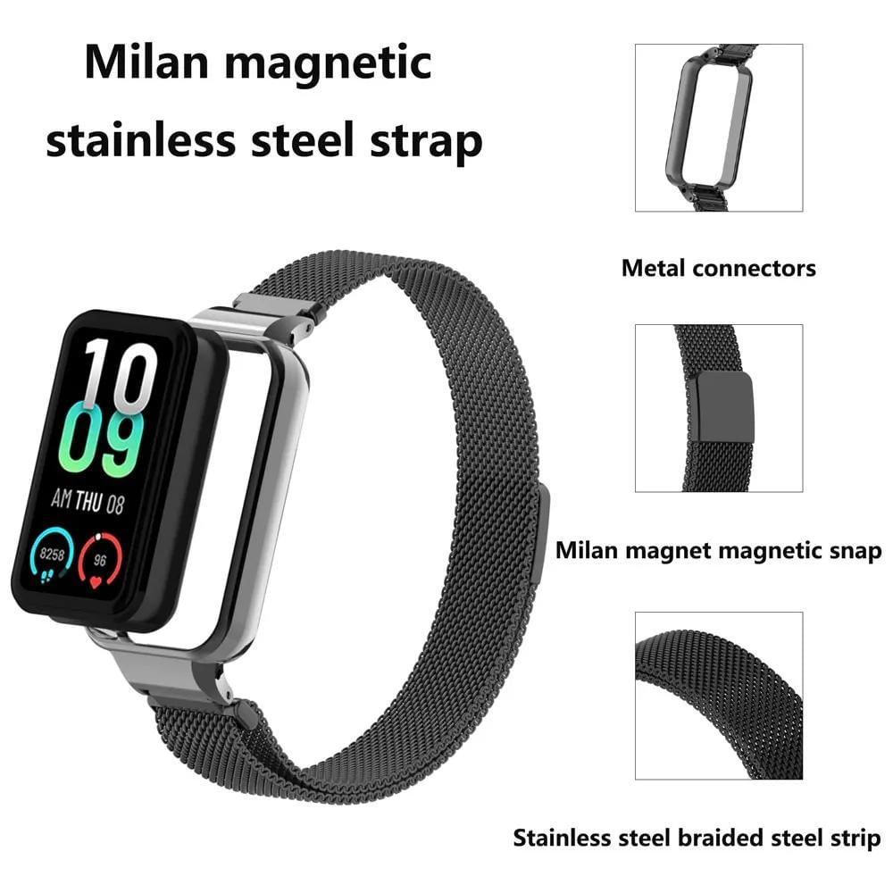 Pulseira de reposição magnética de aço inox para Amazfit Band 7 Para Amazfit Band 7 / preto,vermelho