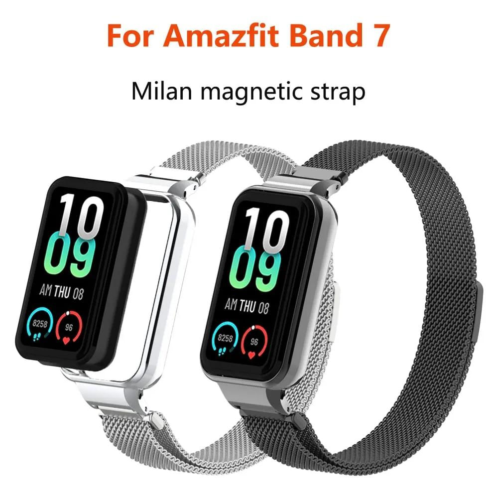 Pulseira de reposição magnética de aço inox para Amazfit Band 7 Para Amazfit Band 7 / preto,vermelho