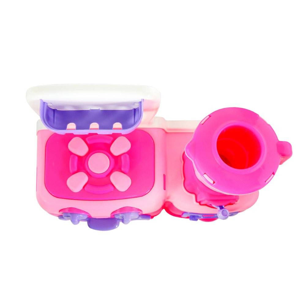 Mini Cozinha Infantil Brinque com o Conjunto Rosa de Fogão Forno e Liquidificador Divertido