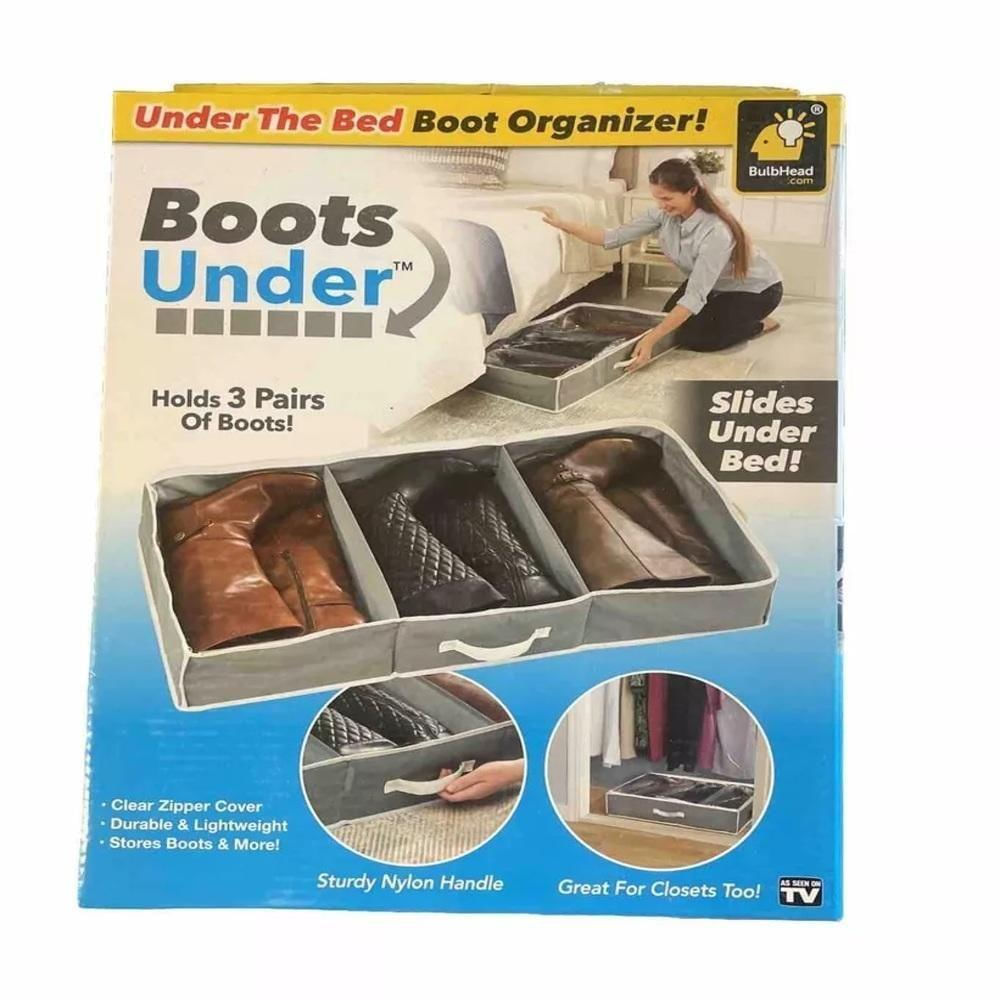 Sapateira Botas Salto Alto Dobravel Organizador Guarda Roupa Bau Cama Portatil Viagem Vira Bolsa Ziper E Alça 3 Pares