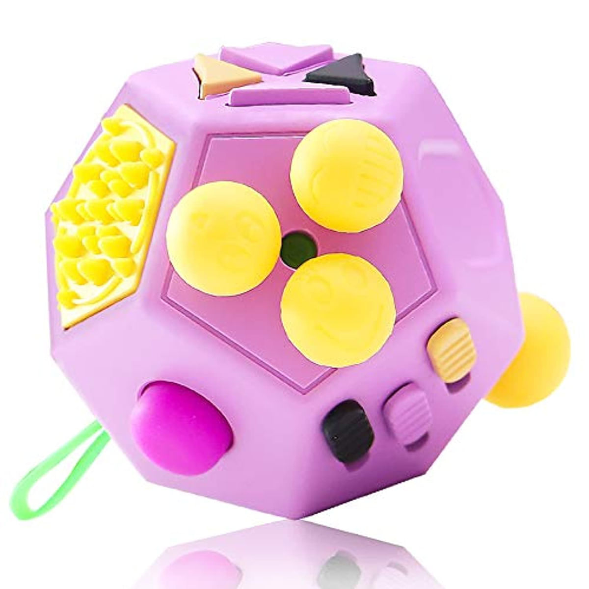 Cubo Fidget Dodecágono de 12 Lados, Brinquedo Antiestresse para Crianças e Adultos 7,5x7x6,2cm / rosa, roxo