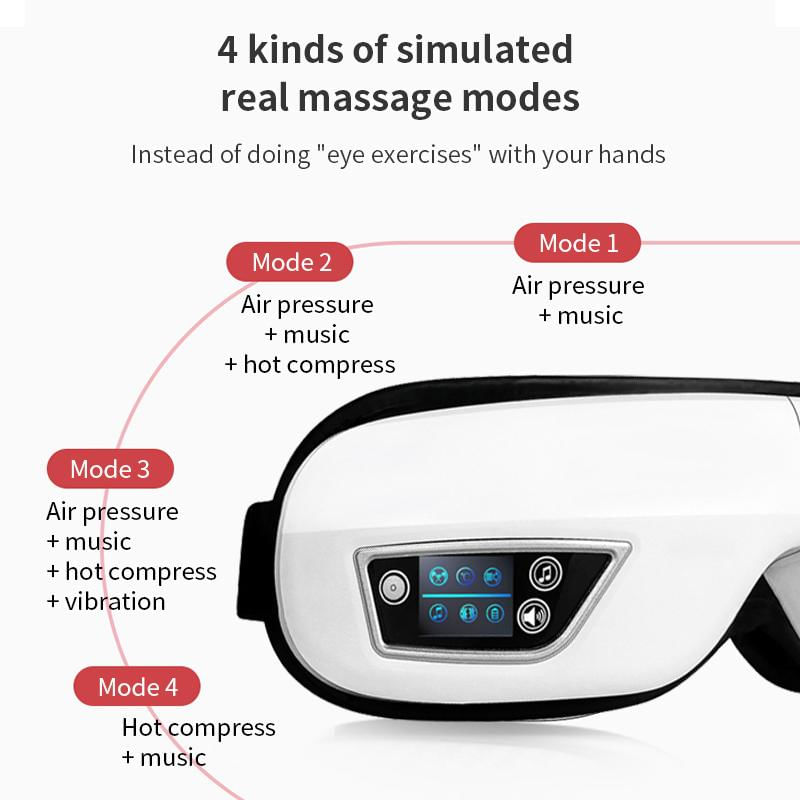 Massageador de Olhos Elétrico com Vibração e Calor Bluetooth avançado