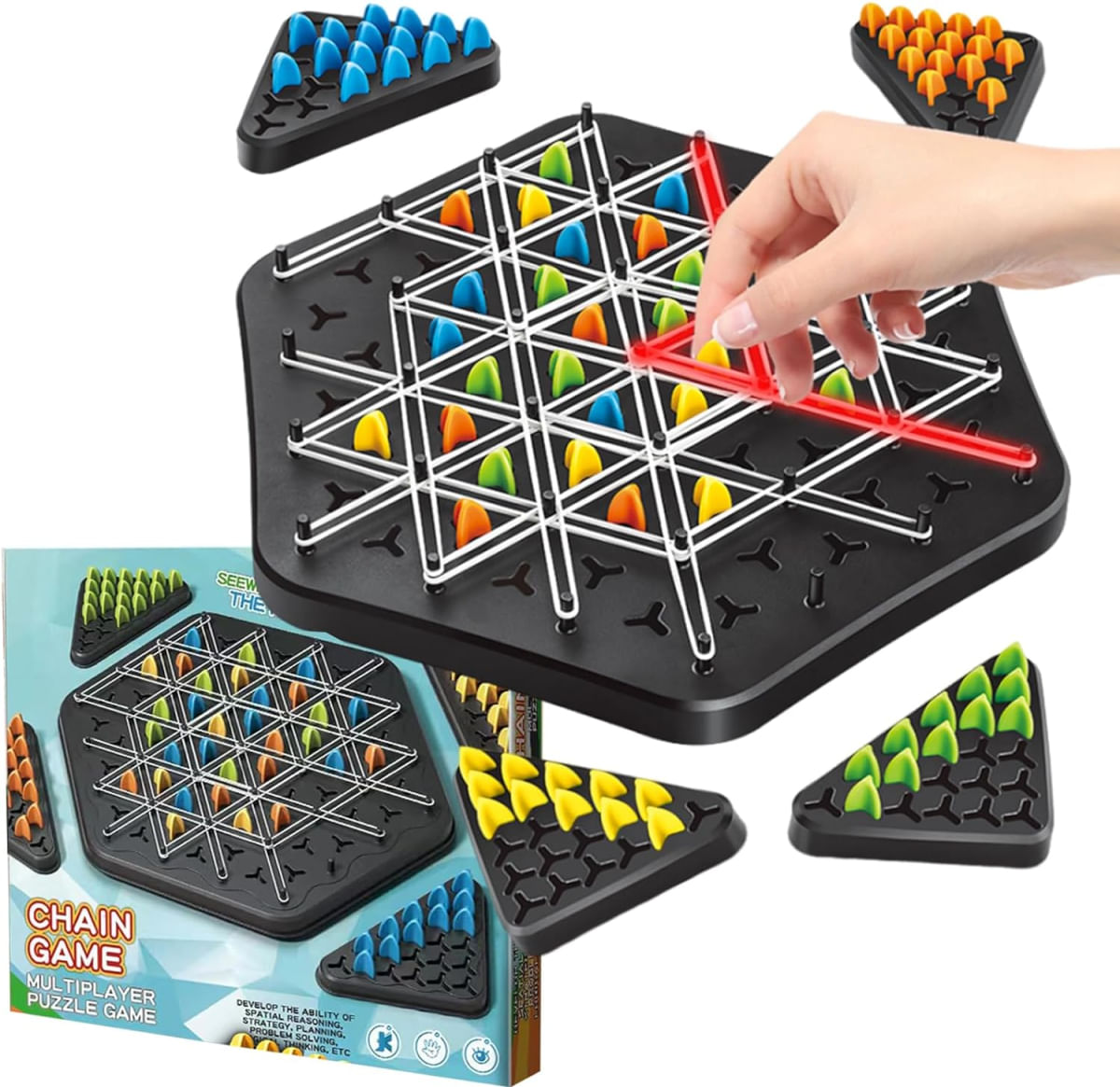 Jogo Triggle, Jogo de Elástico Triggle, Jogo de Tabuleiro Triggle, Para 2-4 Jogadores