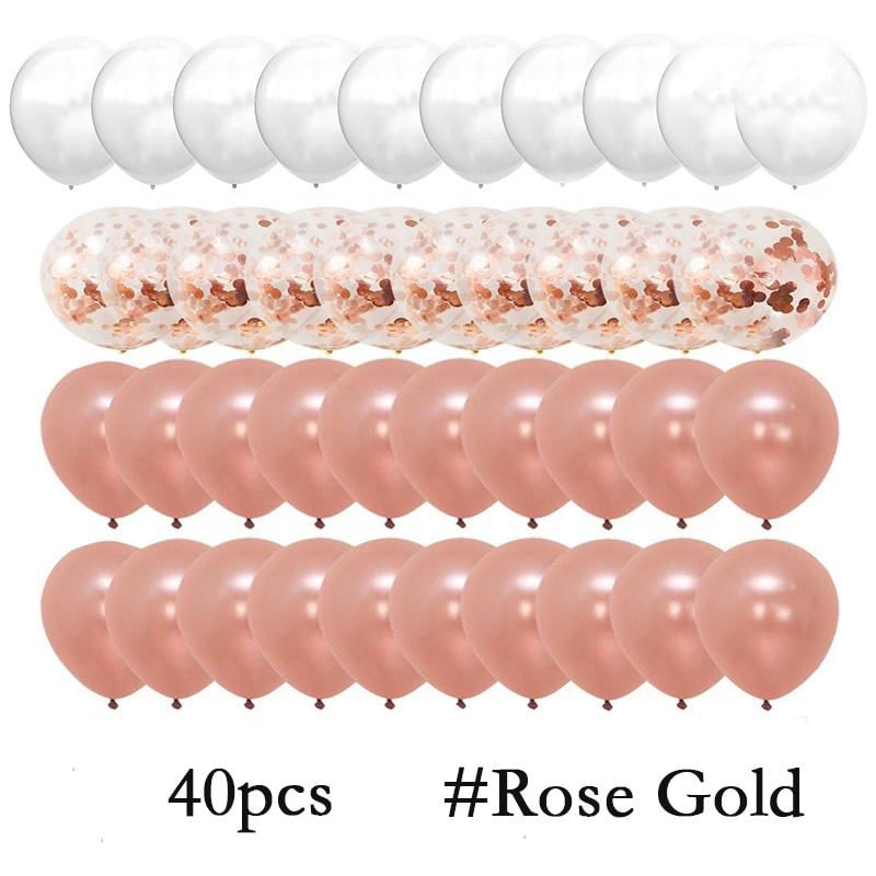 30 ou 40 Balões de Látex com Confete Dourado Rosa para Festas 40 peças / ouro rosa