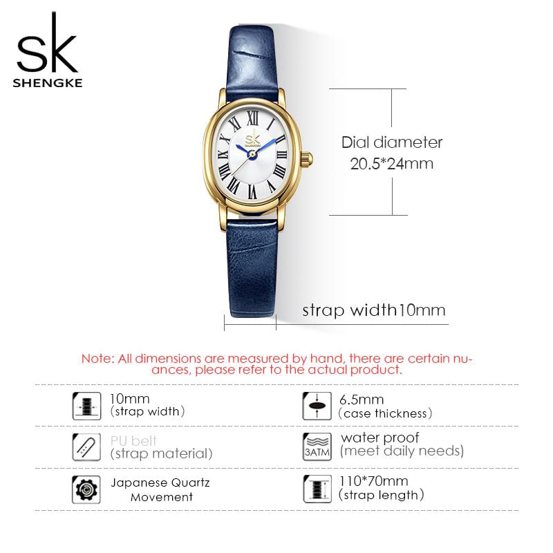 Relógio Feminino Shengke SK Elegante com Pulseira de Couro vermelho