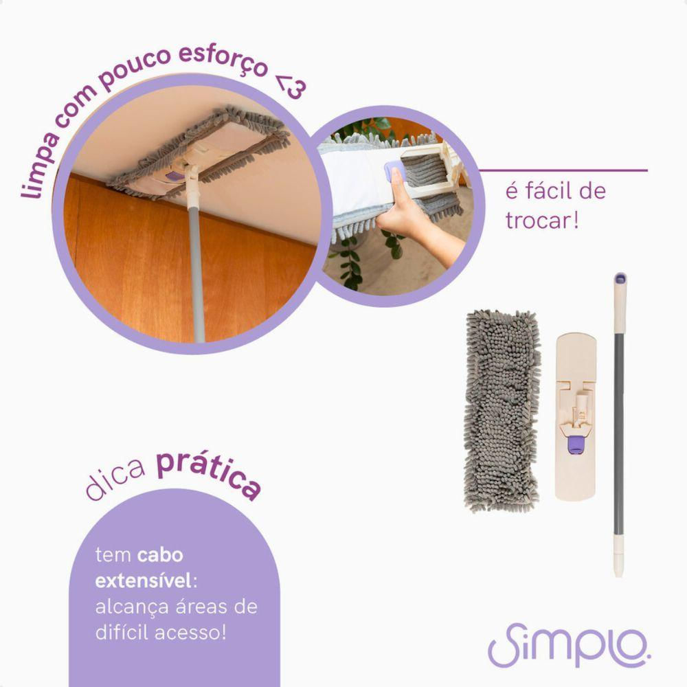 Mop Simplo Flat Slim Com Esfregão De Chenille