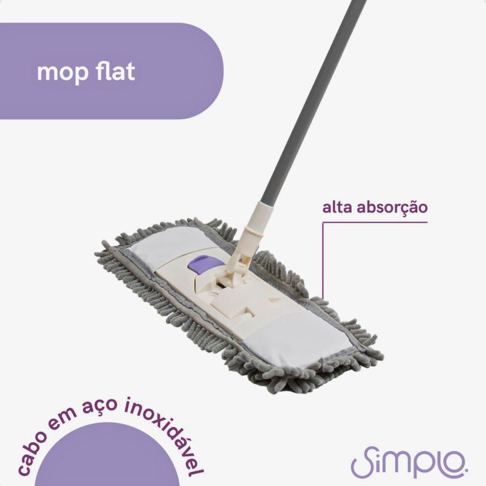 Mop Simplo Flat Slim Com Esfregão De Chenille