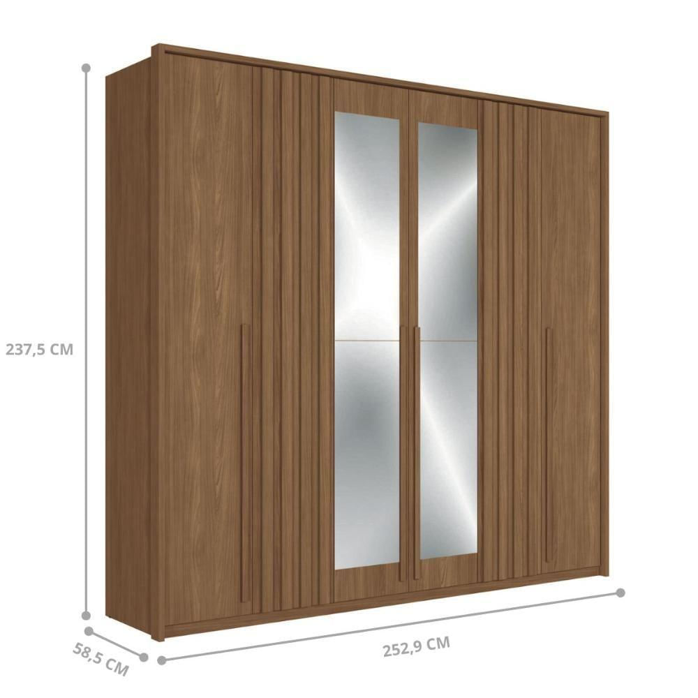 Kit Guarda Roupa 6 Portas E Cômoda Cotia Jatoba