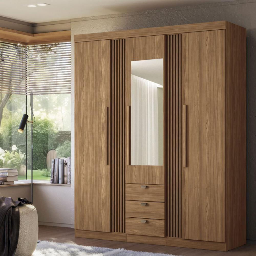 Conjunto Quarto Completo Com Espelho Xangai Jatoba