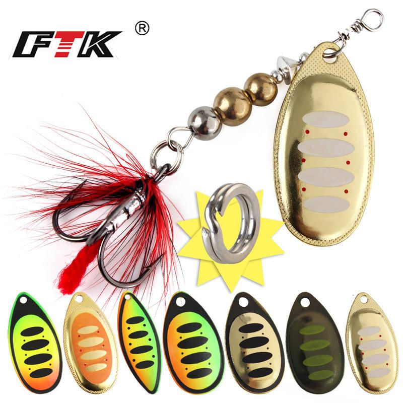 FTK Isca Spinner Bait 7g 8g 9g 11g 12g com Ganchos de Pluma