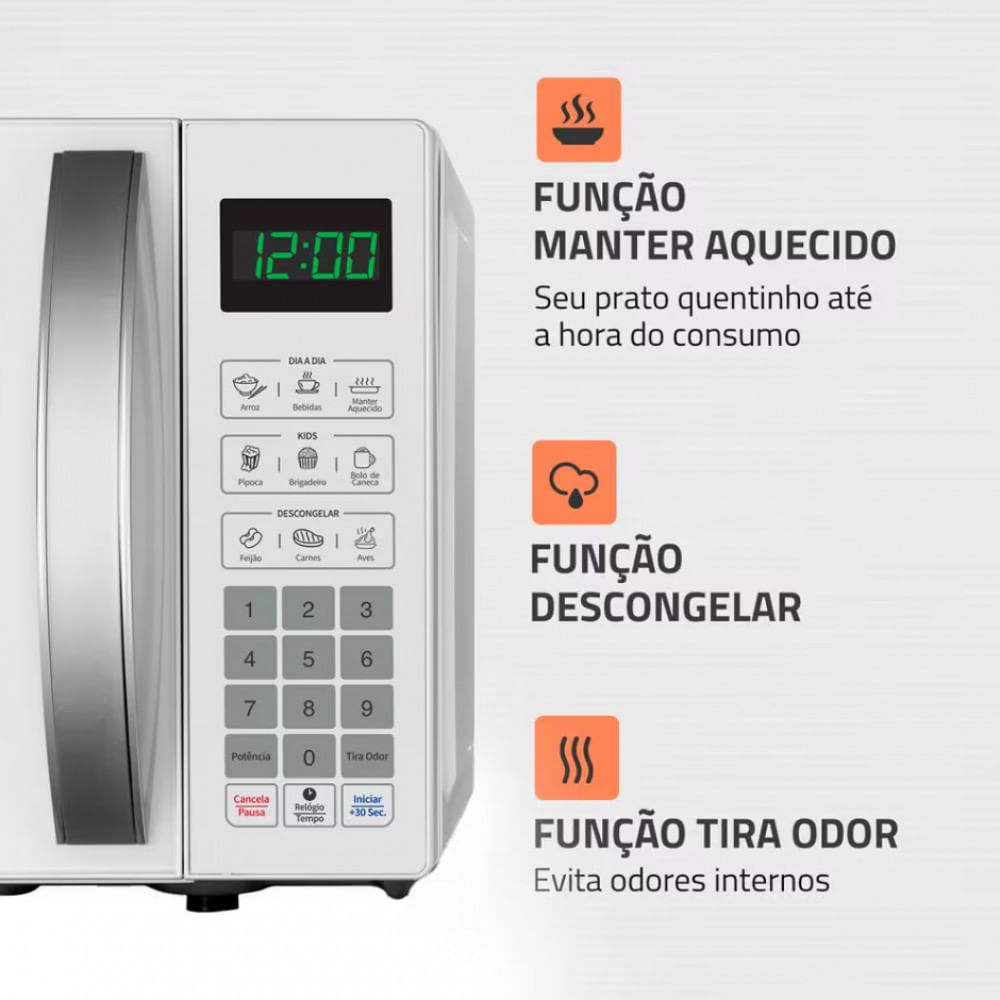 Micro-ondas Mondial MO-01-21-W com Função Tira Odor e Manter Aquecido 21L Branco / 220V