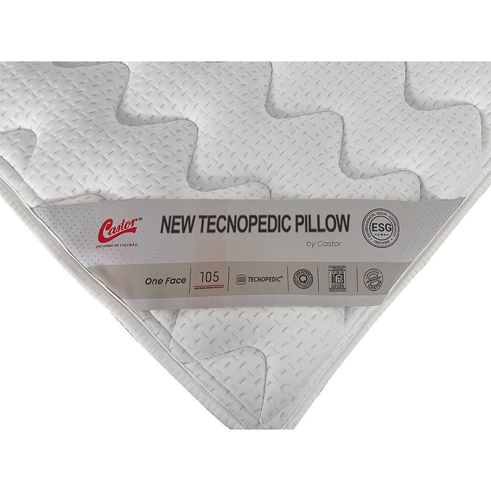 Colchão de Casal Molas New Tecnopedic Pillow 138x188 Castor Cinza