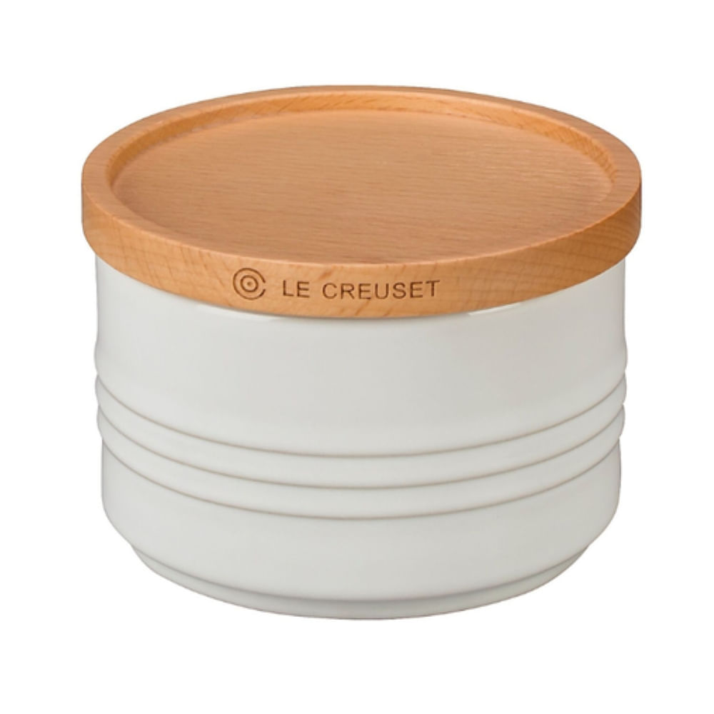 POTE LE CREUSET EM CERÂMICA COM TAMPA DE MADEIRA 220ML BRANCO 91044400010000