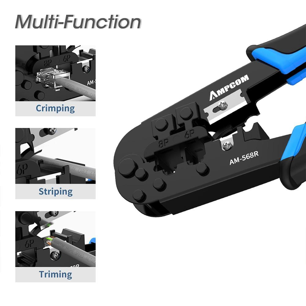 Alicate Crimpador RJ45 para Cabos de Rede Ethernet azul