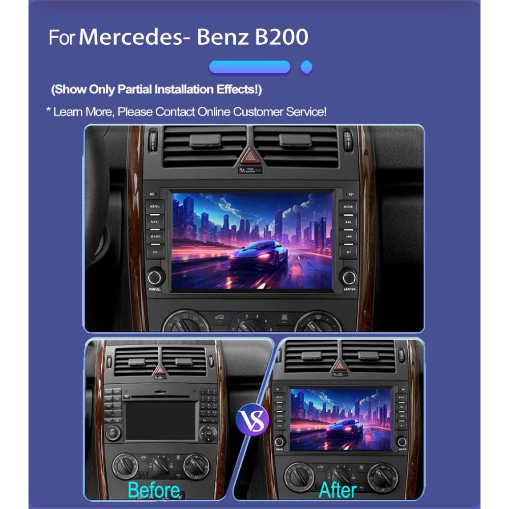 Android Auto Rádio para Mercedes Benz Classe A W169 B W245 V W639 W906 Sprinter Viano Carplay GPS 2din 2+32GB / preto