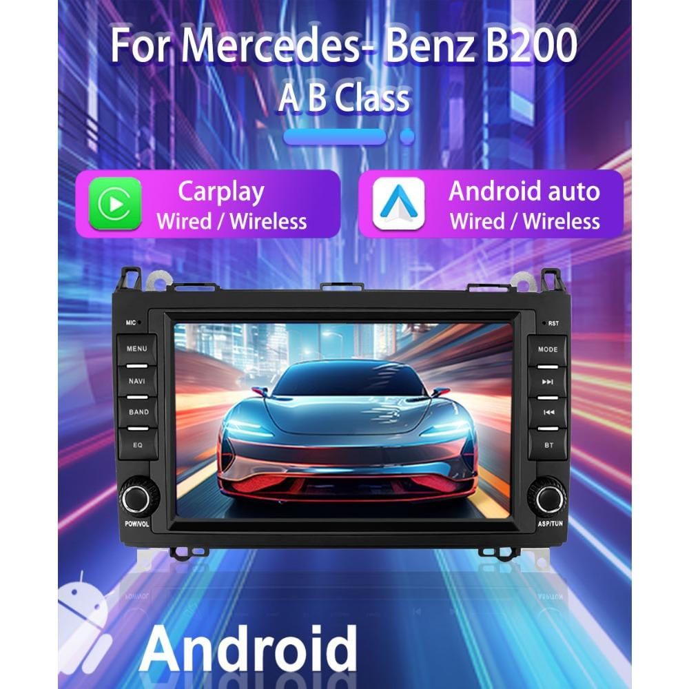 Android Auto Rádio para Mercedes Benz Classe A W169 B W245 V W639 W906 Sprinter Viano Carplay GPS 2din 2+32GB / preto